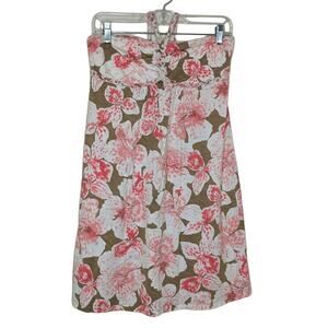 Tommy Bahama Tropical Halter Dress Floral Sundress Braided Empire Romantic S